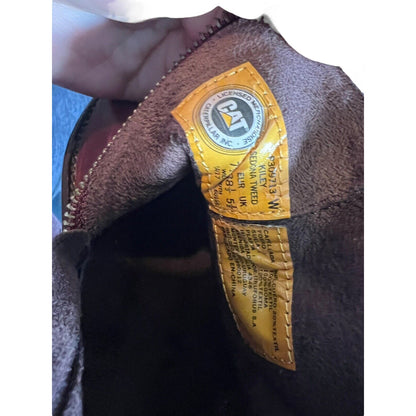 7.5 CAT CATERPILLAR KILEY Maroon Burgundy Leather Tweed Ankle Boots Zip