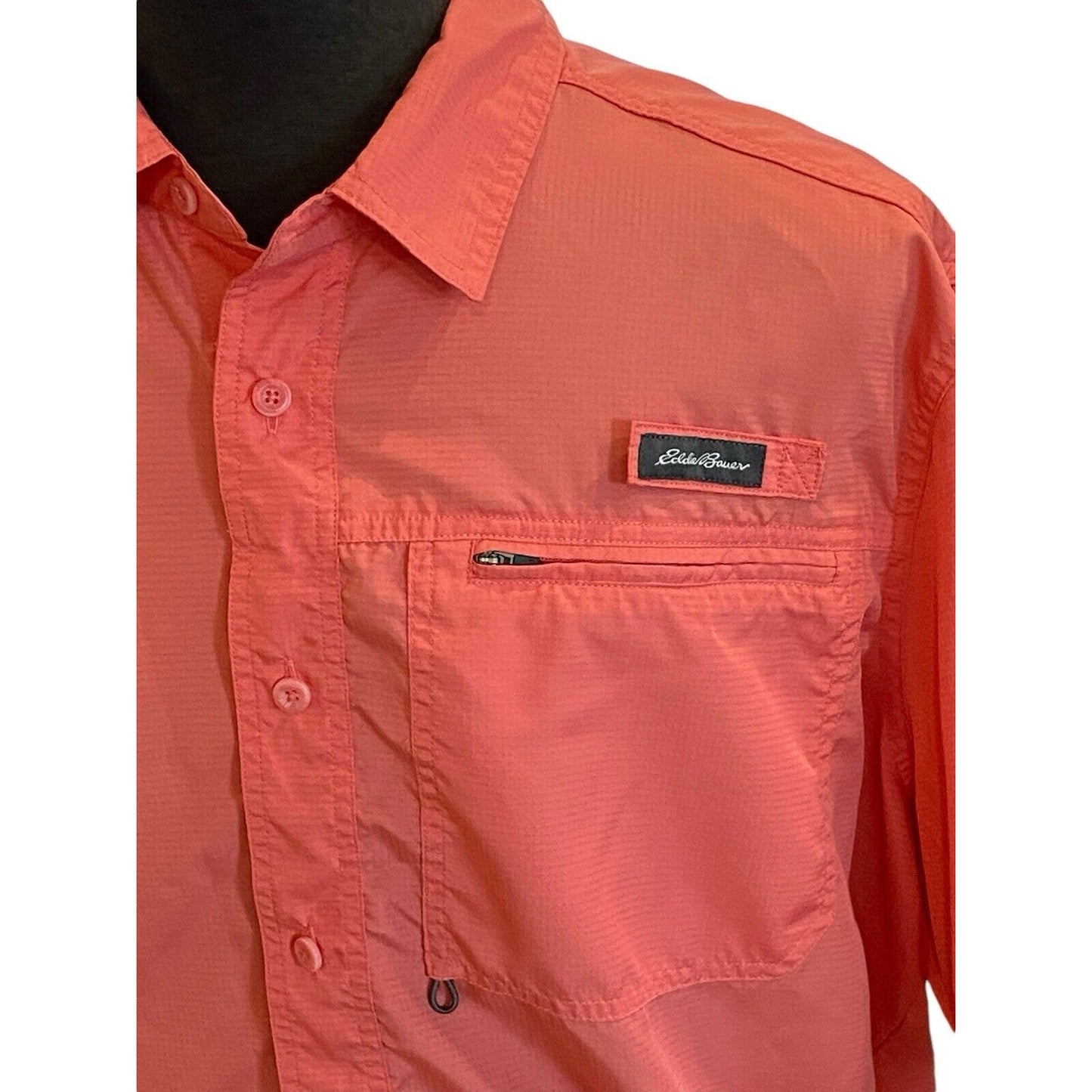 XXL Eddie Bauer Coral Solid Fishing Button Down Shirt Short Sleeve Men’s