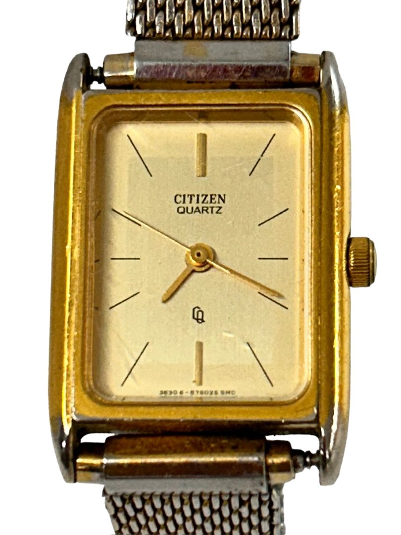 Citizen Women's Rectangular Face Watch Wristwatch Goldtone Working 36-5441