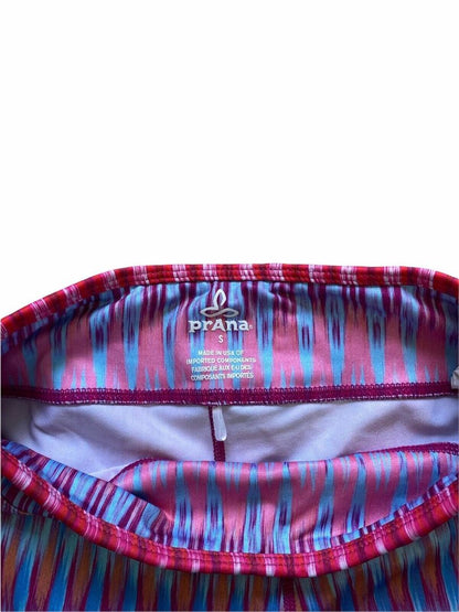prAna Women's Small Roxanne Pink Blue Chevron Tide Yoga Workout Capri Leggings