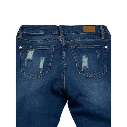 Size 9/29 Judy Blue Jeans Womens Medium Wash Distressed Patch Snake Skinny Fit