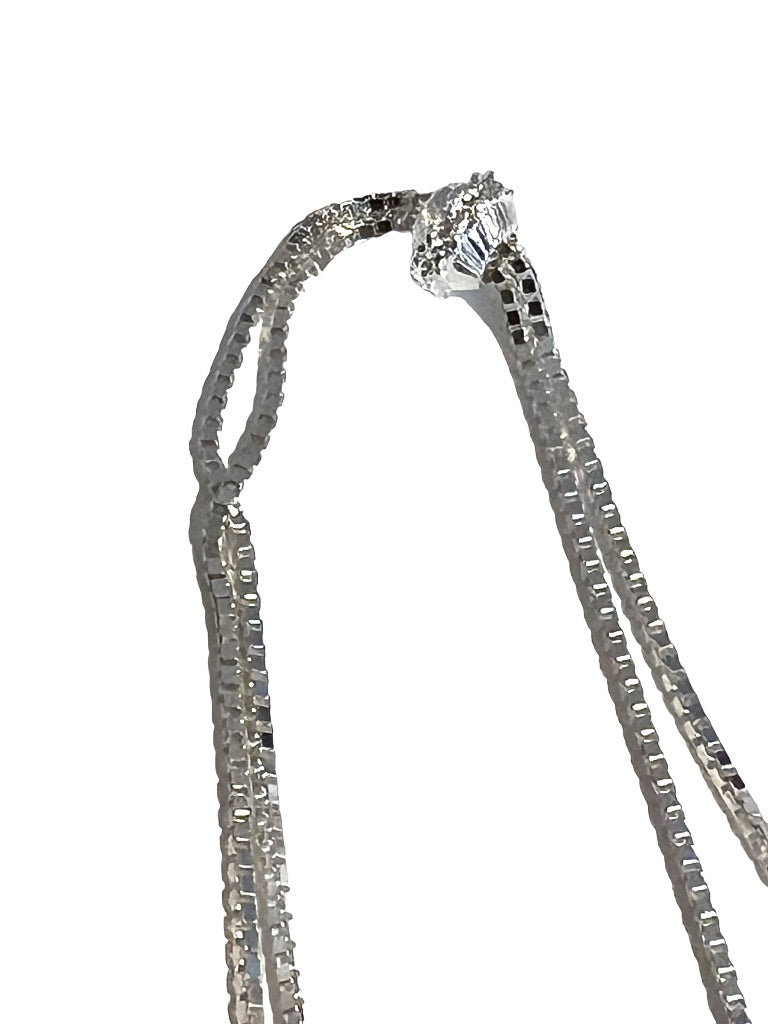 Sterling Silver Tassled Lariat Necklace Atasay Kuyumculuk Box Chain Adjustable Made in Turkey