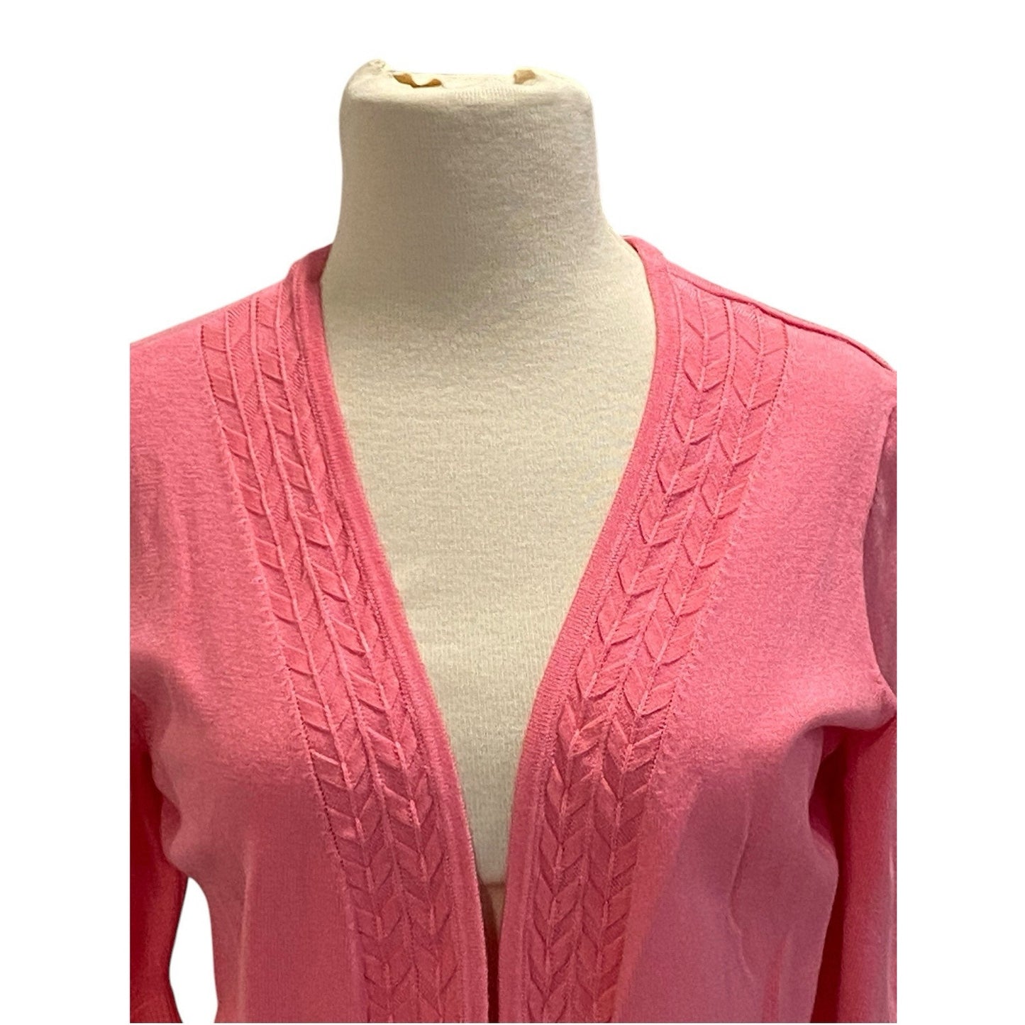 Charter Club Short Sleeve Pink Cardigan Sweater Size Medium Lightweight