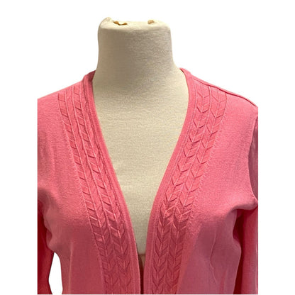 Charter Club Short Sleeve Pink Cardigan Sweater Size Medium Lightweight
