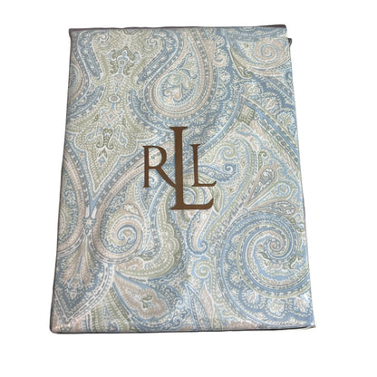 Lauren by Ralph Lauren 70” Round Fenton Paisley Aqua Tablecloth New