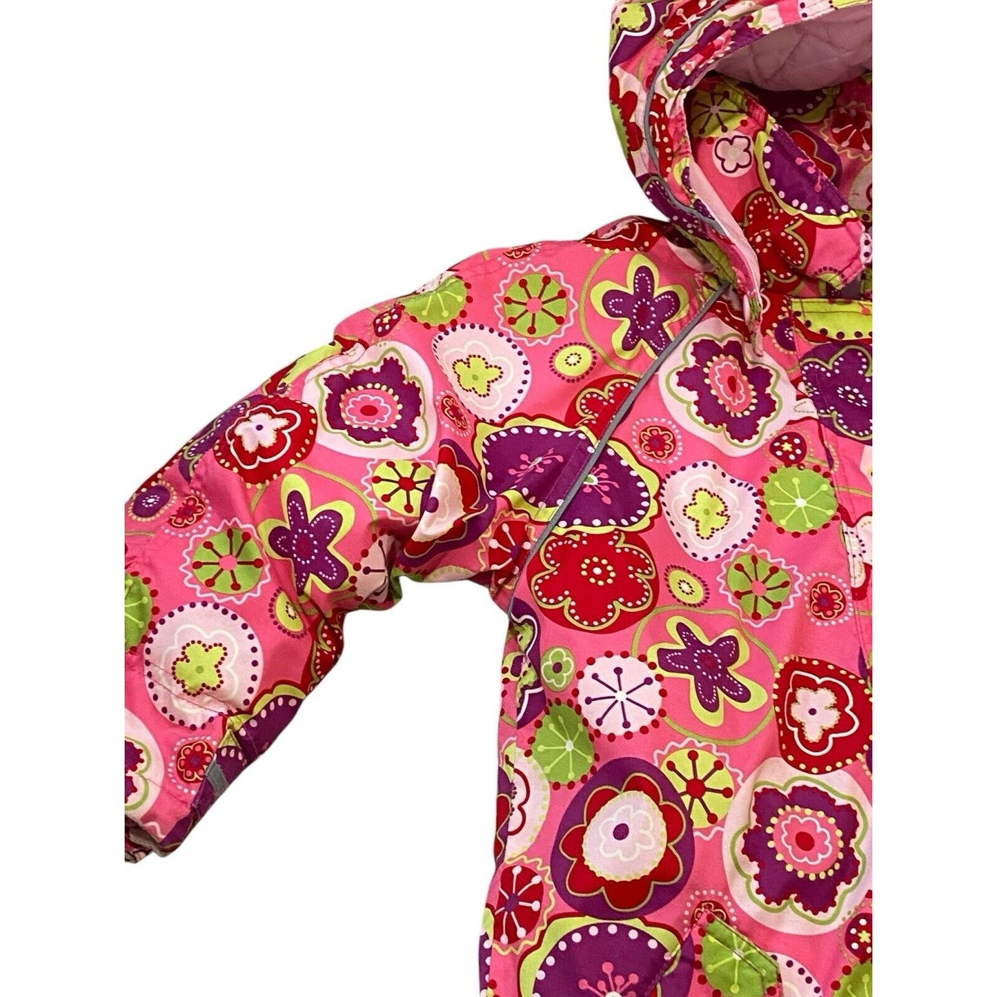 Hanna Andersson Size 110 (US 5) Ski Jacket Coat Flower Pink Hooded