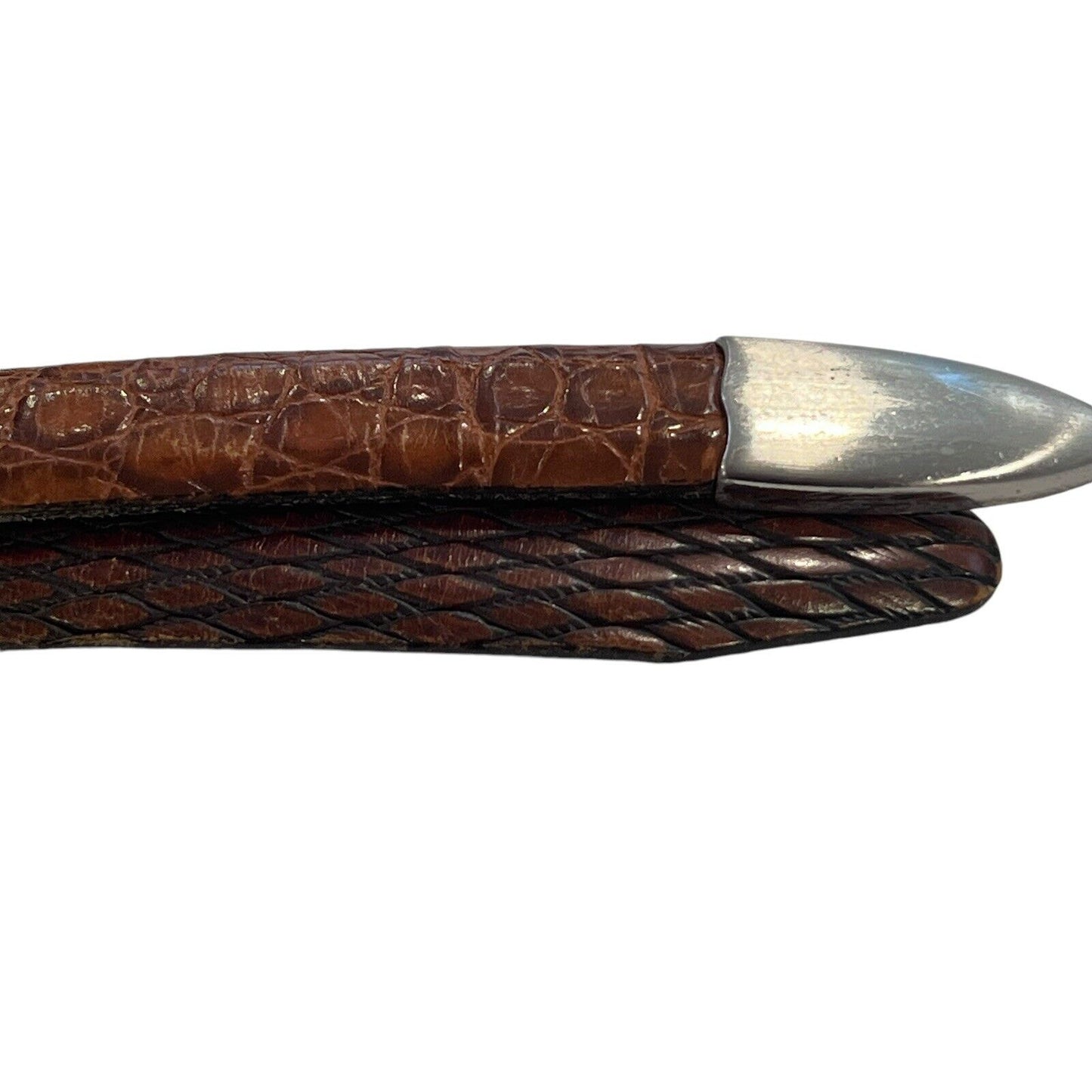 Size 38 Vintage Tulliani Mens Buckle Belt 1" Italian Calfskin 3127 Brown Texture