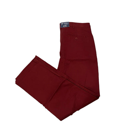 Cremieux Chino Pants Mens 33x32 Madison Comfort Stretch Fit NWT Red Burgundy