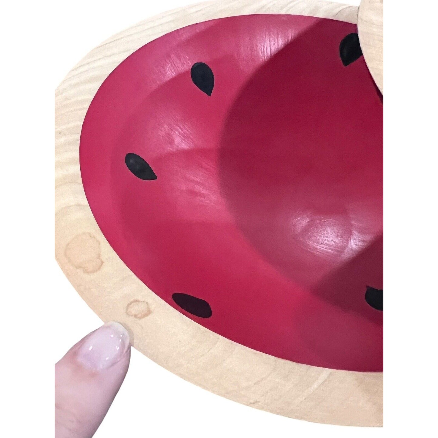 CWP Wayland NY. Hand Turned Wooden Bowl Watermelon Handpainted 7” Set Of 3