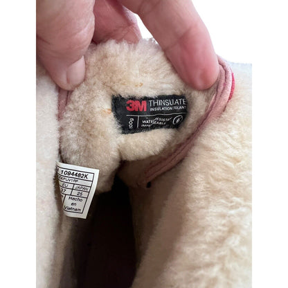 Size 5 Ugg Butte Mono Womens Lace Up Fur Lined Mid Calf Boot Pink EUC