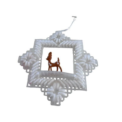 Handmade Plastic Cross-stitch 3D Deer Christmas Ornament 3.5”
