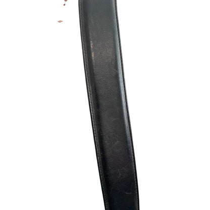 Vintage 1995 JUSTIN Western Black Brown Leather Belt Cowboy Silver Tone Buckle