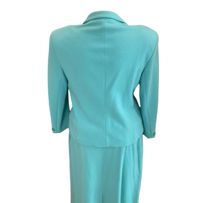 Bleyle Virgin Felted Wool Suit Set Blazer Turquoise Classic Size 18 Skirt 14 Top