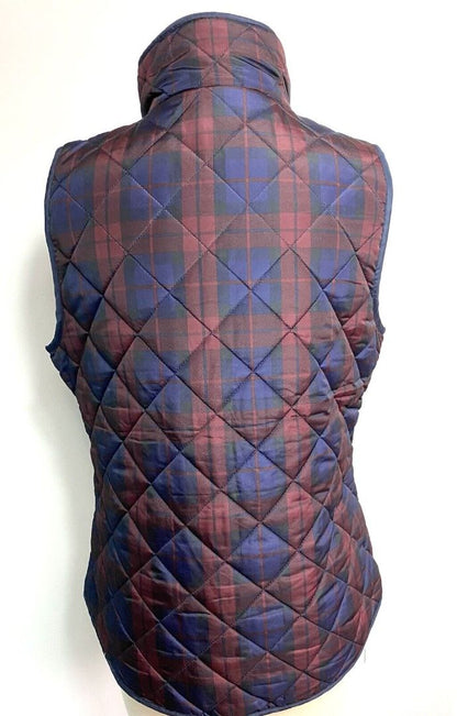 Medium TELLURIDE CLOTHING CO Quilted Navy & Burgundy Plaid Zip Up Vest