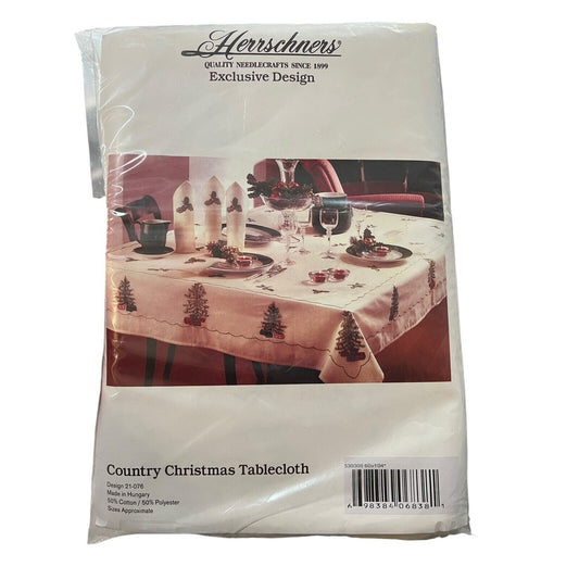 Herrschners® Country Christmas Tablecloth Topper Stamped Embroidery Kit Tree New