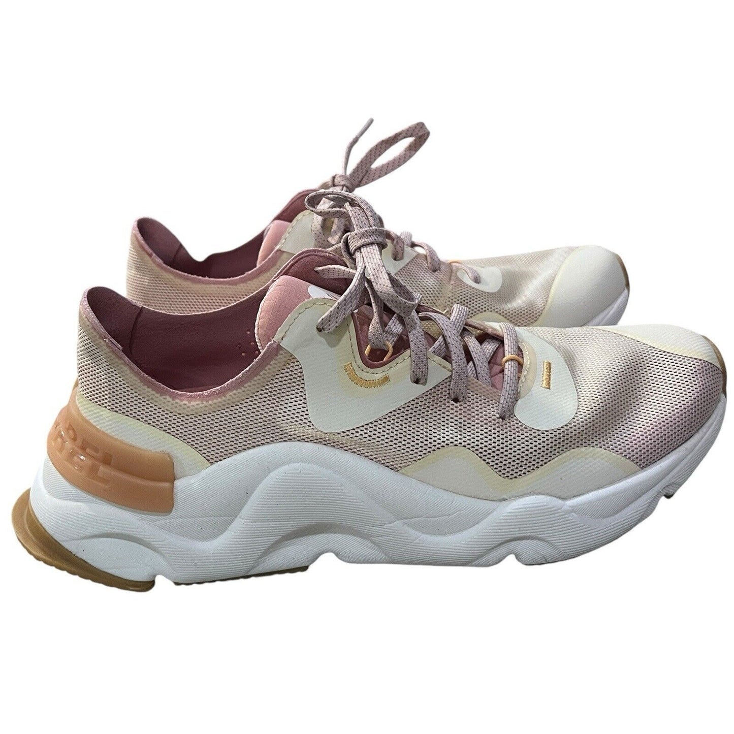 Size 9 Sorel Kinetic RNEGD Float Sneaker Women's Chalk Eraser Pink Mesh shoes