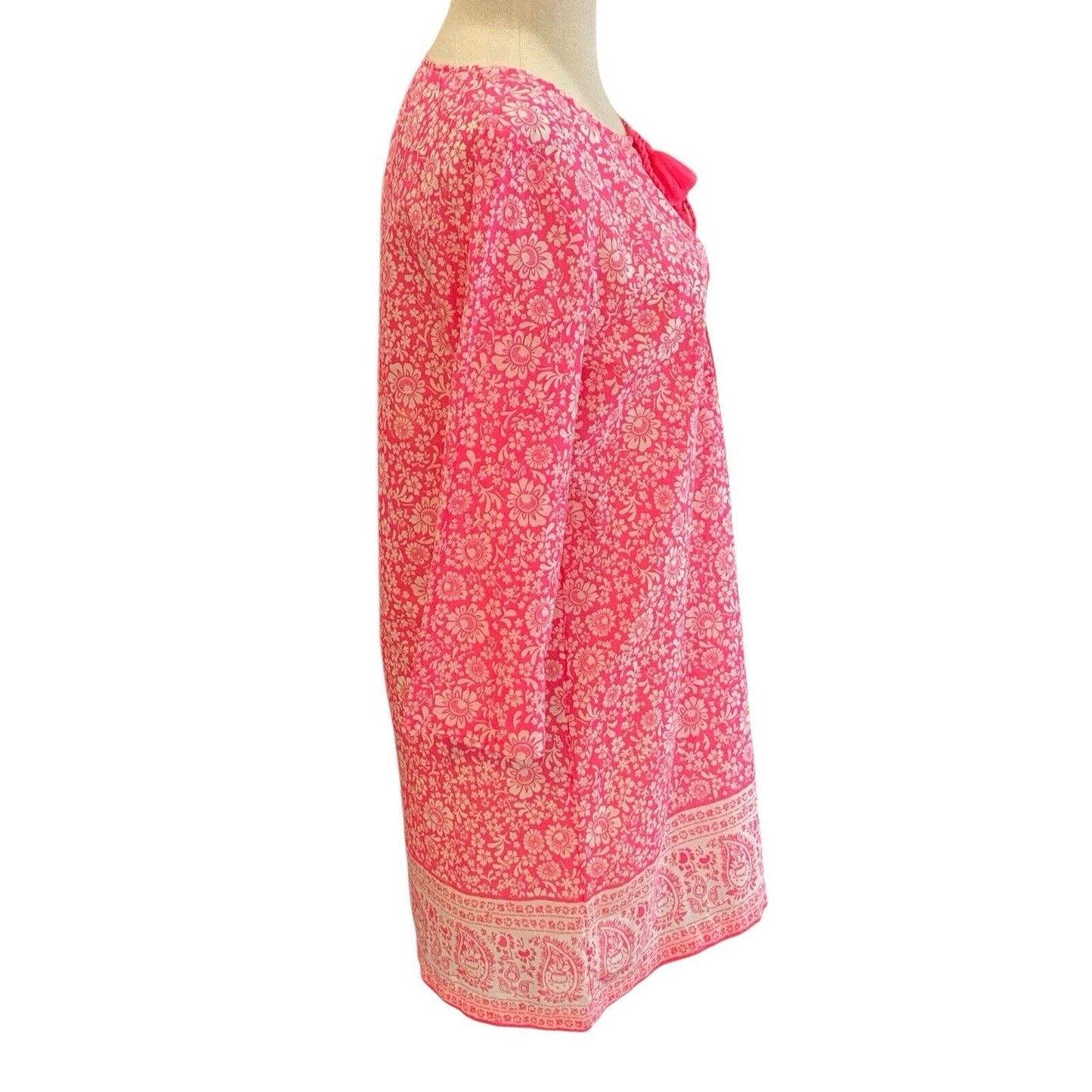Size XXS J.CREW Factory Pink White Floral Cover Up Beach Vacation Cruise