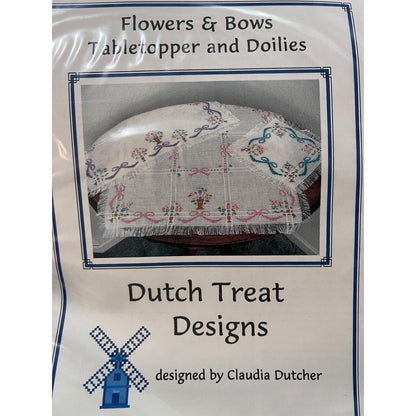 Claudia Dutcher Treat Designs Flowers Bows Table-topper Cross Stitch Kit Doilies