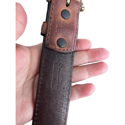 Size 36 Rocky Mountain Leather Brown Brass Buckle Worn Belt