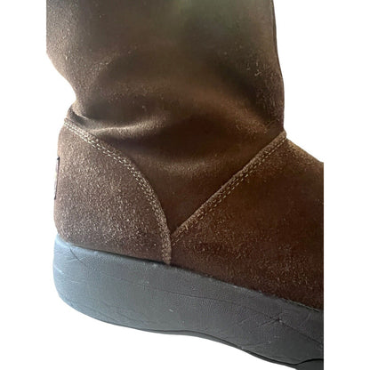 Skechers Leather Faux Fur Boots 8 Tone-Ups Brown Chunky Y2K Platforms Lugs