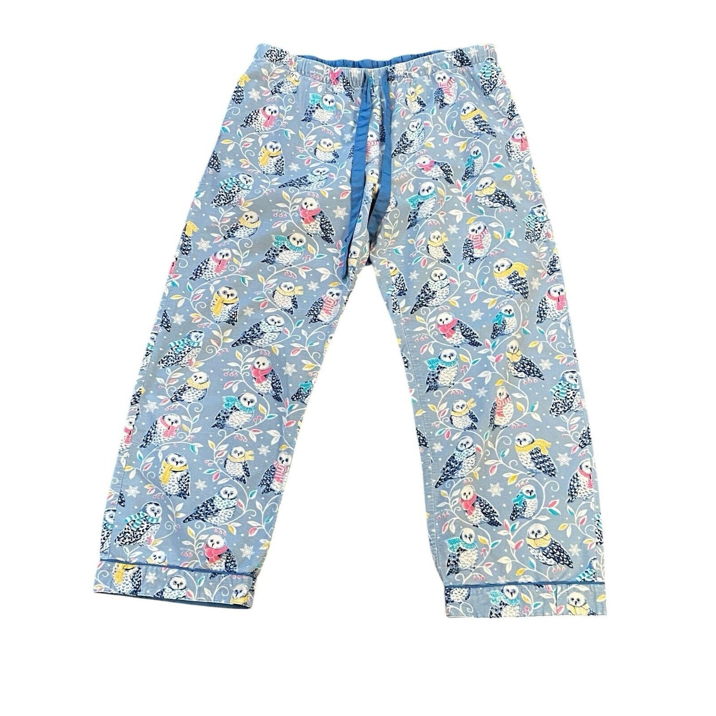 Size Large Nick & Nora Snowy Owl Snow Scarves Scarf Flannel Pajama Set Pjs