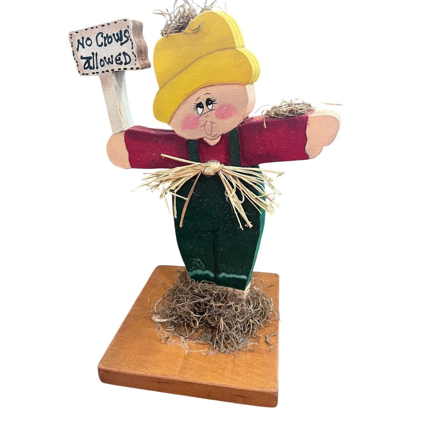 Fall Decor Hand Painted Wooden Scarecrow No Crows Allowed Sign Thanksgiving Farm