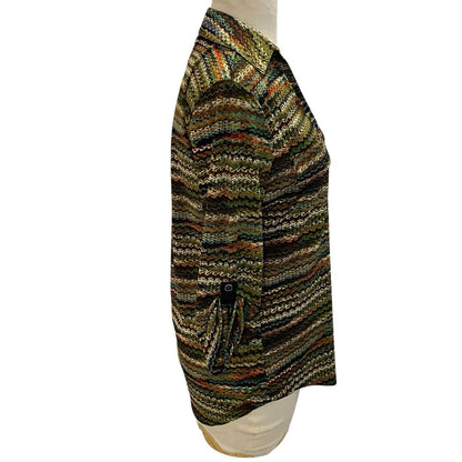 Size Small Peck & Peck Tunic Top Boho V-neck Collared Button Up Blouse NWT