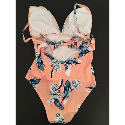 Medium TengWeng Monokini Peach One Piece Women's Swimsuit New Padded