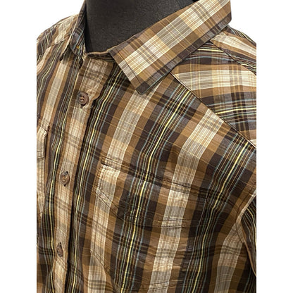 Prana Men Size L Short Sleeve Plaid Shirt Organic Cotton Blend Gorpcore