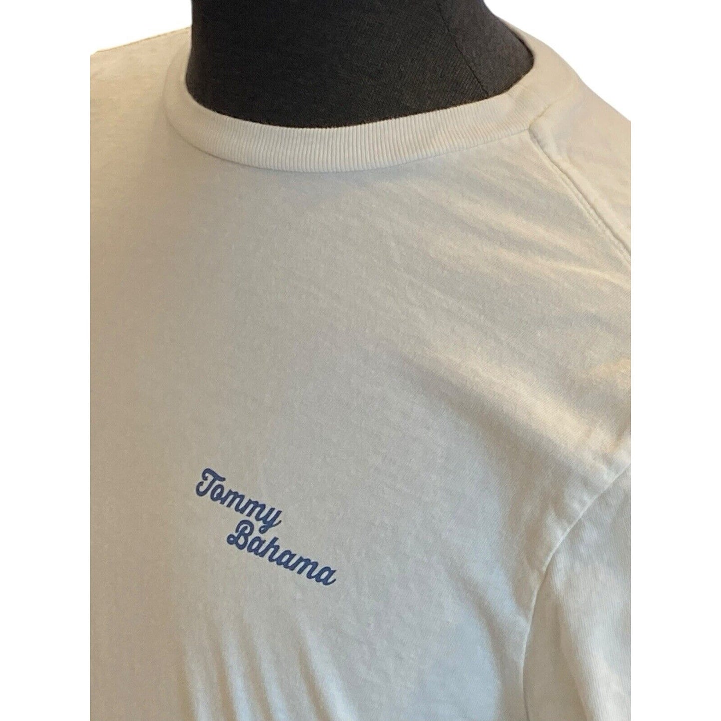 Size Small Tommy Bahama Mens T Shirt White Graphic First Class Flight Wine Top