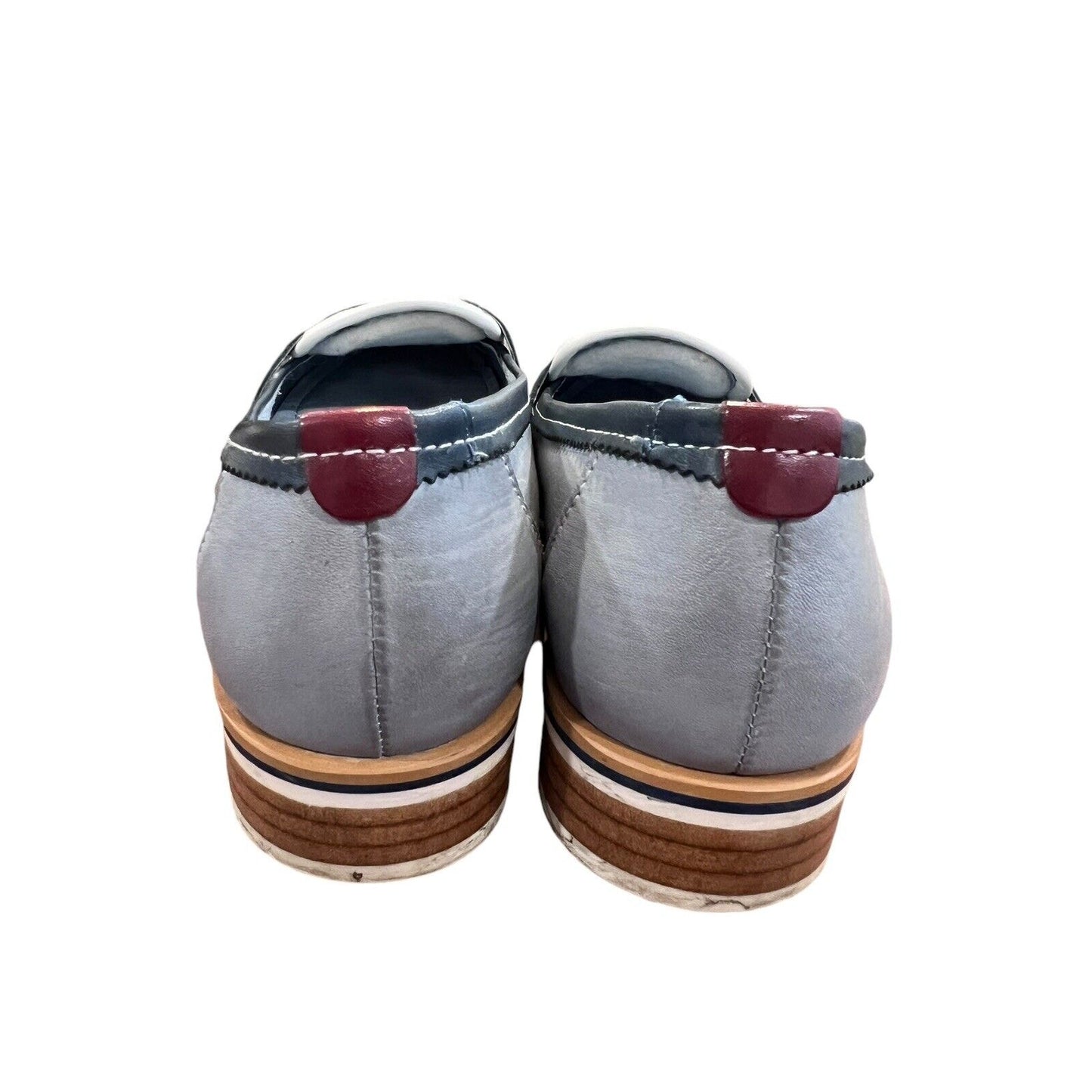 Size 6.5 7 (37) Women's Pikolinos Henares Loafer Blue Cream Tassel EUC