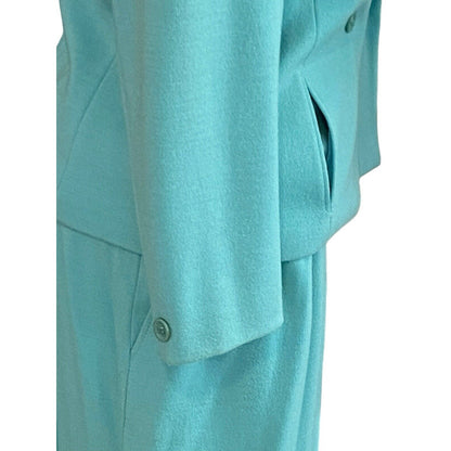 Bleyle Virgin Felted Wool Suit Set Blazer Turquoise Classic Size 18 Skirt 14 Top