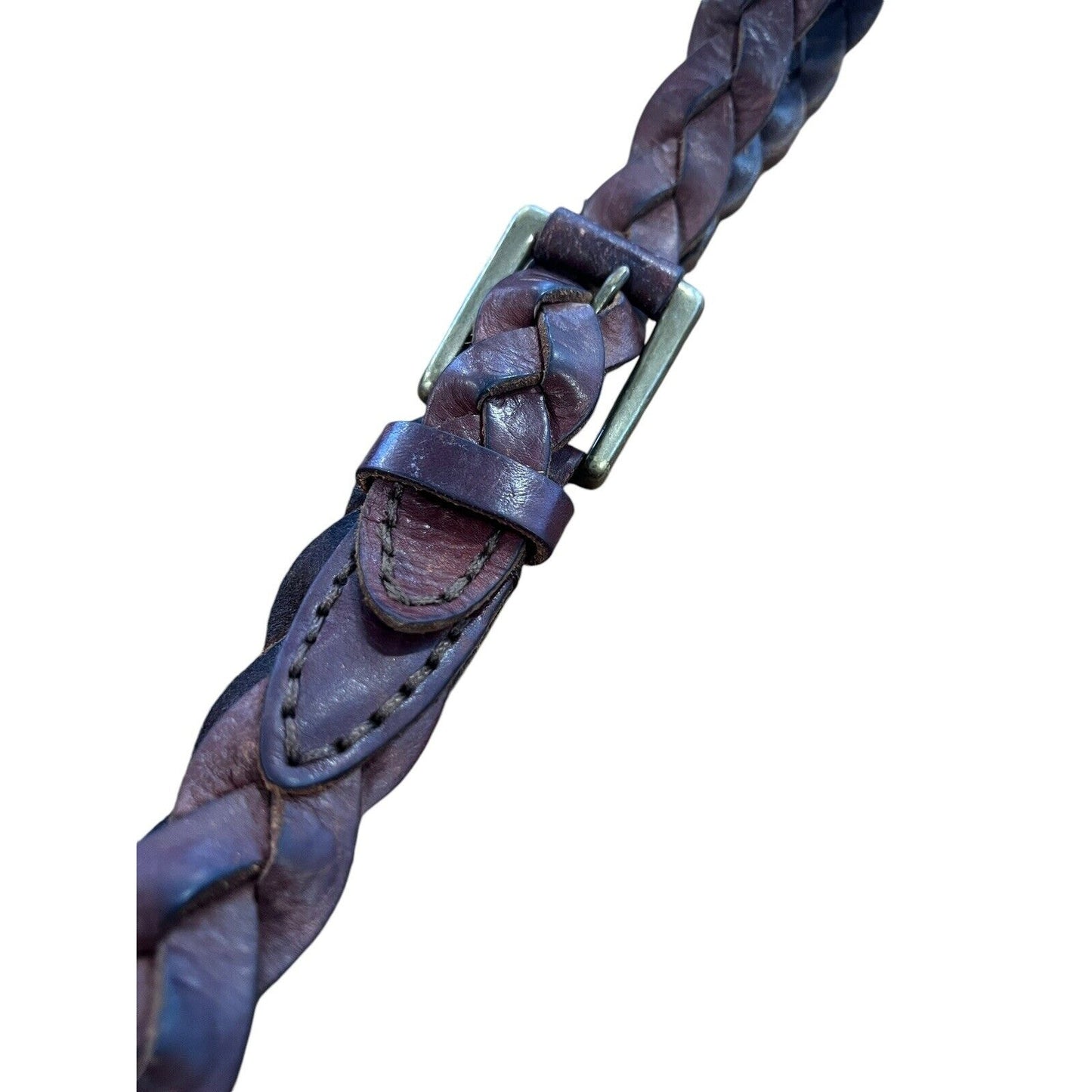 Vintage Mens Leather Braided Brown Belt Brass Hardware M