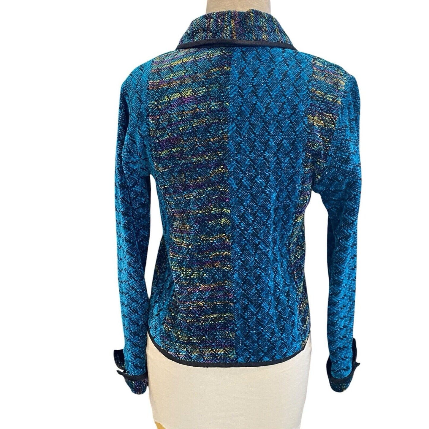 LAURA FISHER BONVALLET Handwoven Open Jacket Beauxchenes Fibre Art to Wear Teal