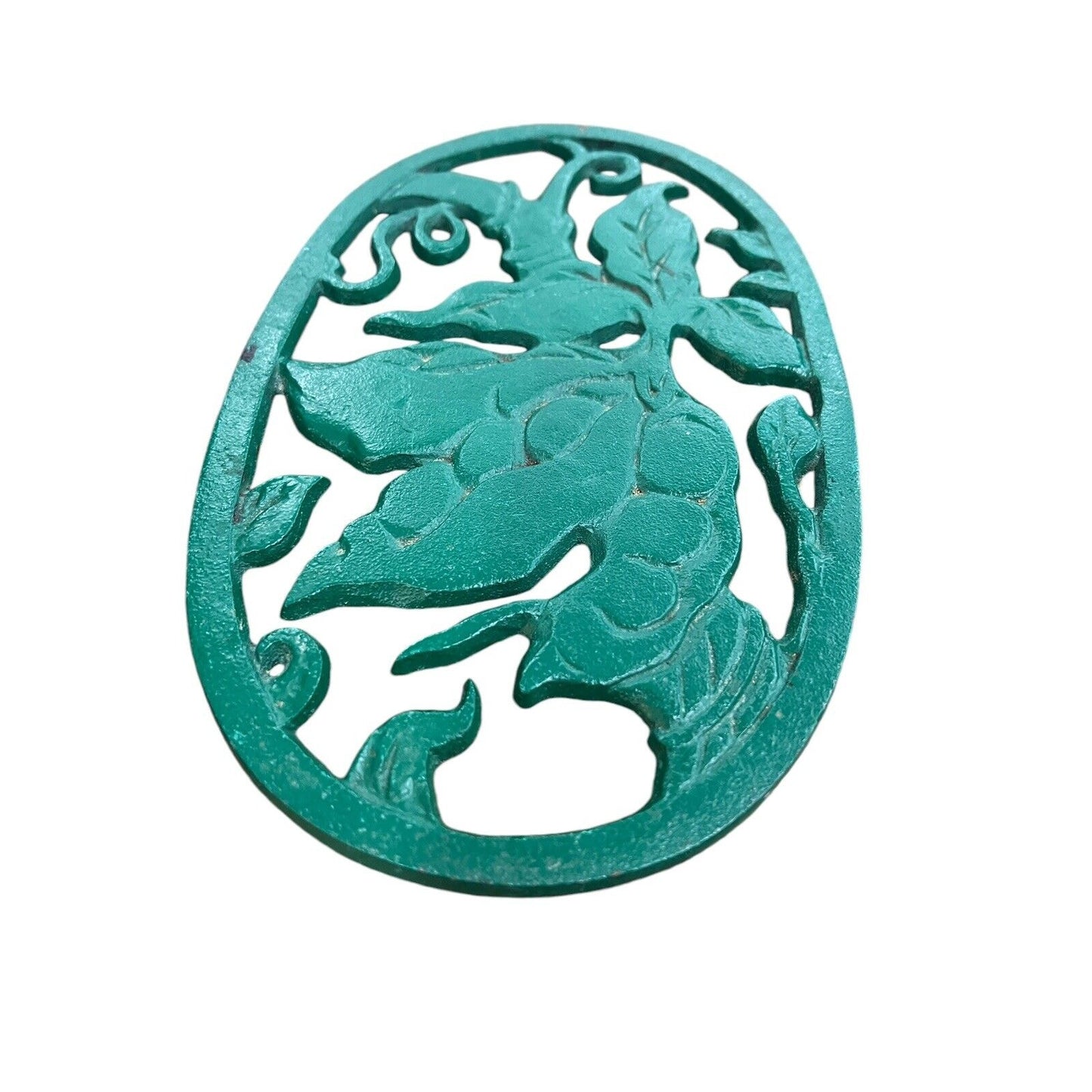 Vintage Green Cast Iron Peas Green Beans Kitchen Footed Trivet Taiwan