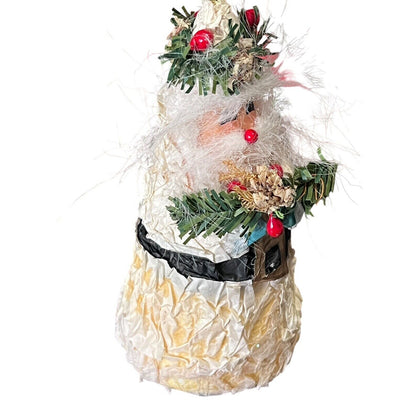 Vintage Santa Claus Christmas Ornament Holiday Styrofoam Tissue Old World
