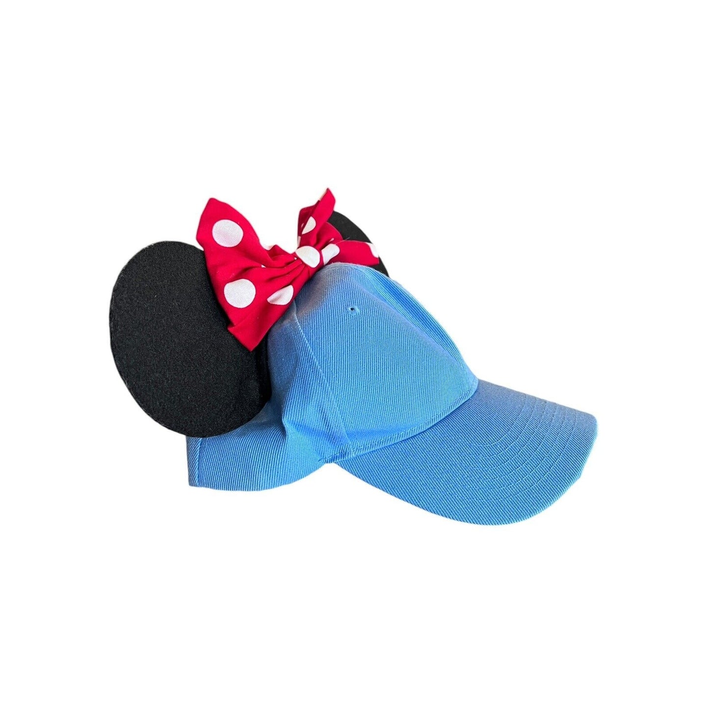 Mouse Ears Blue Baseball Hat Minnie Red Bow One Size Adjustable