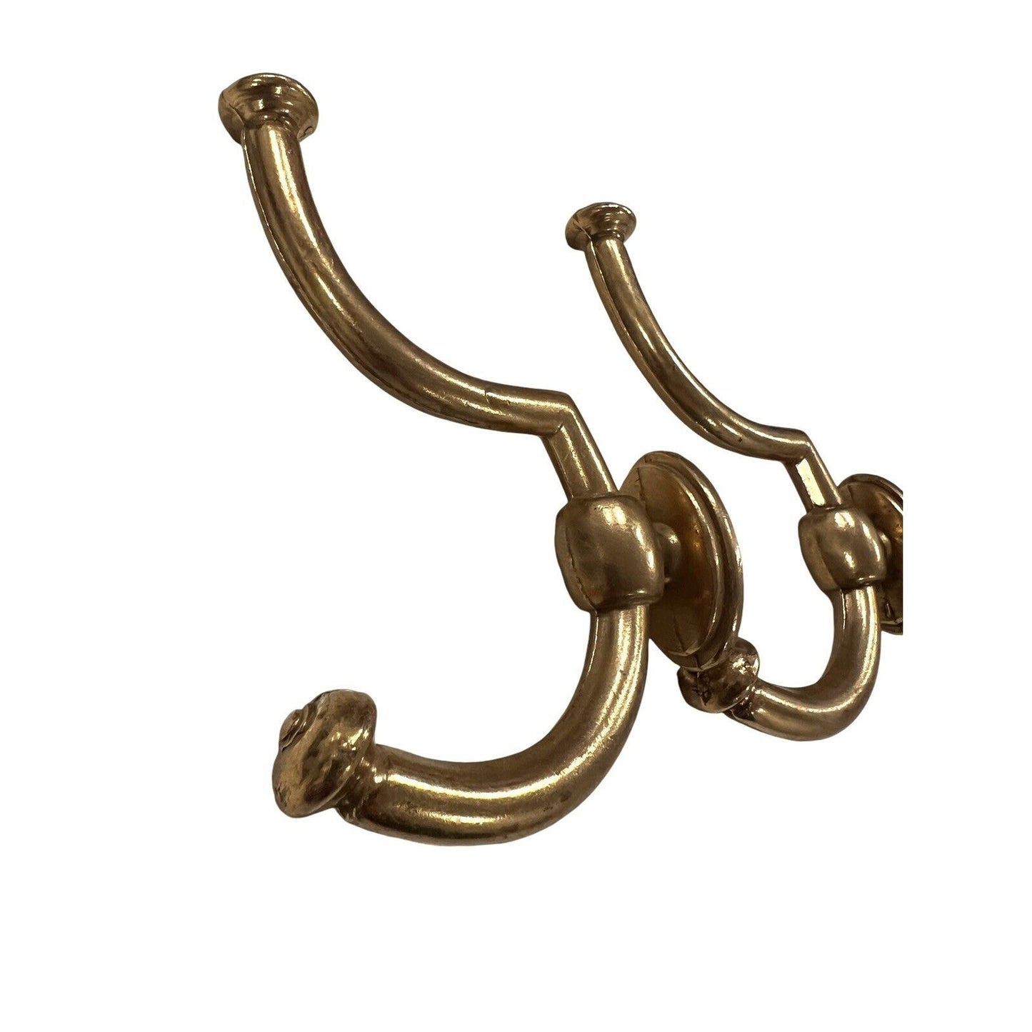 Set of 2 Vintage Brass Double Wall Hooks Robe Towel Door Wall Mount