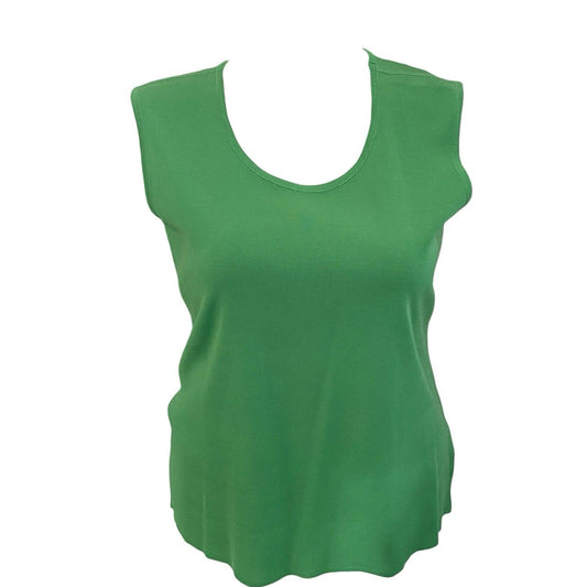 Misook Size Large Knit Acrylic Sleeveless Tunic Shell Tank Top Green