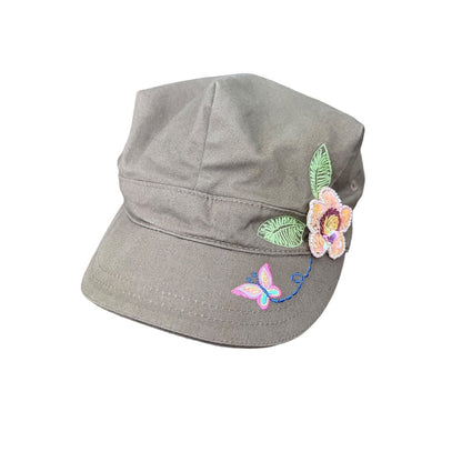 The Children's Place Cotton Cap Sequins Flower Embroidered Butterfly Size 7-8