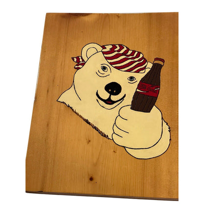 Coke Coca Cola Polar Bear Wall Art Wood Collectible Unique Hand Made 9x12