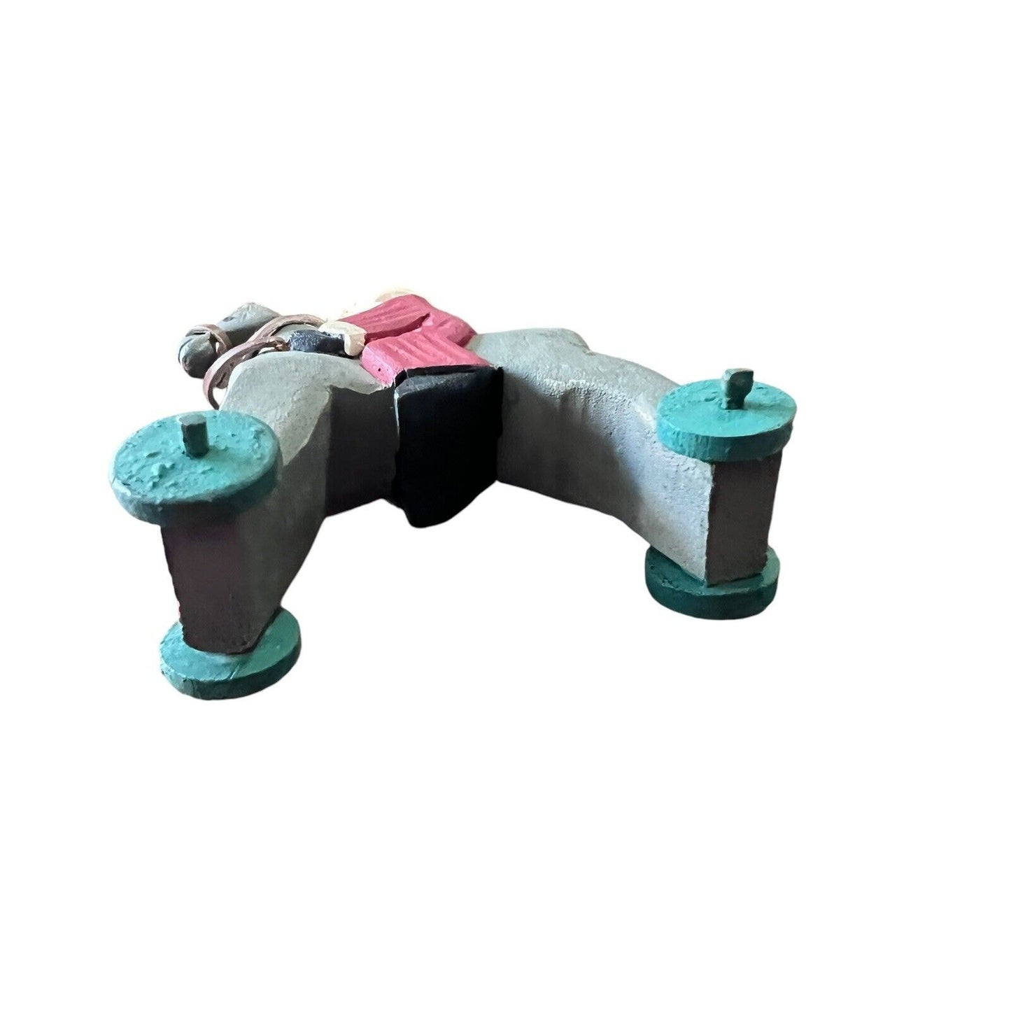 Santa Claus Rocking Horse Wooden Christmas Ornament Holiday Hand Painted