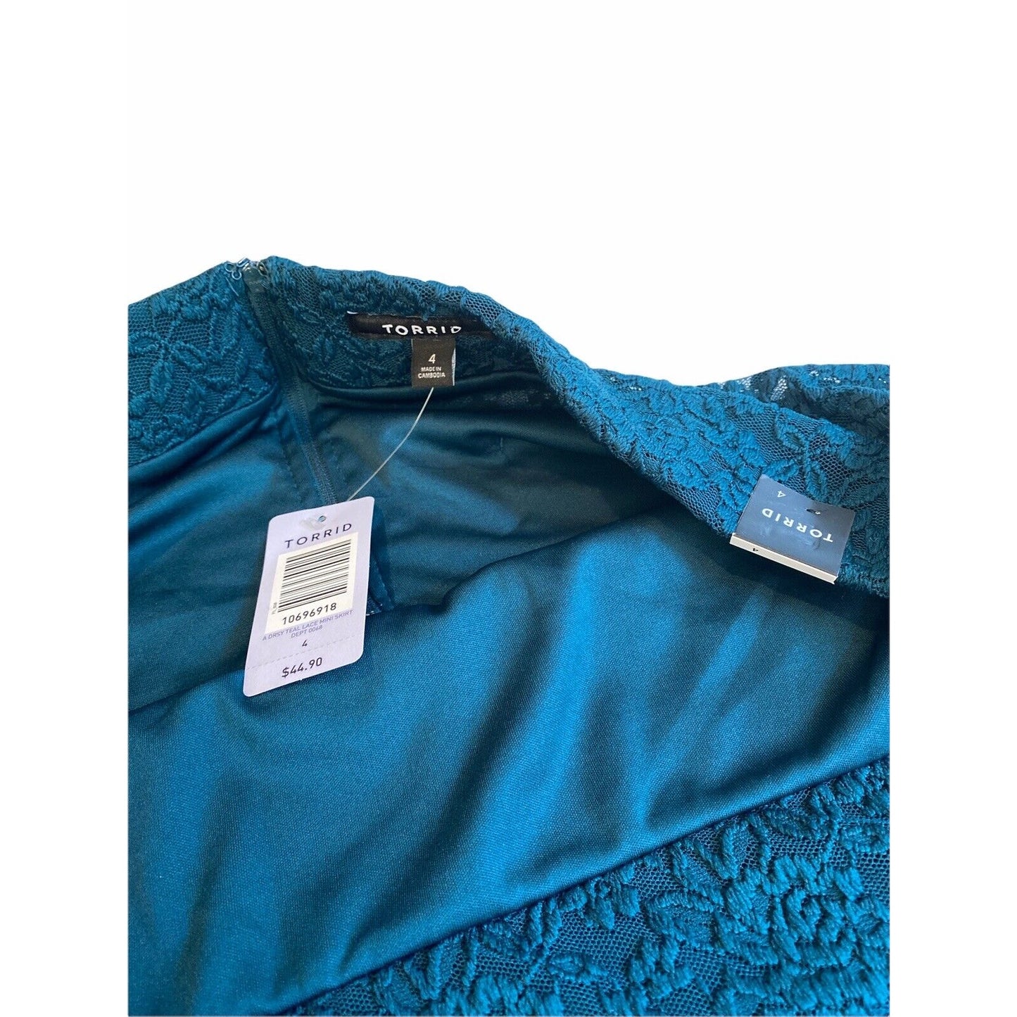 4X Torrid Dark Teal Stretch Lace Mini Skirt Womens Plus Size Back Zipper New