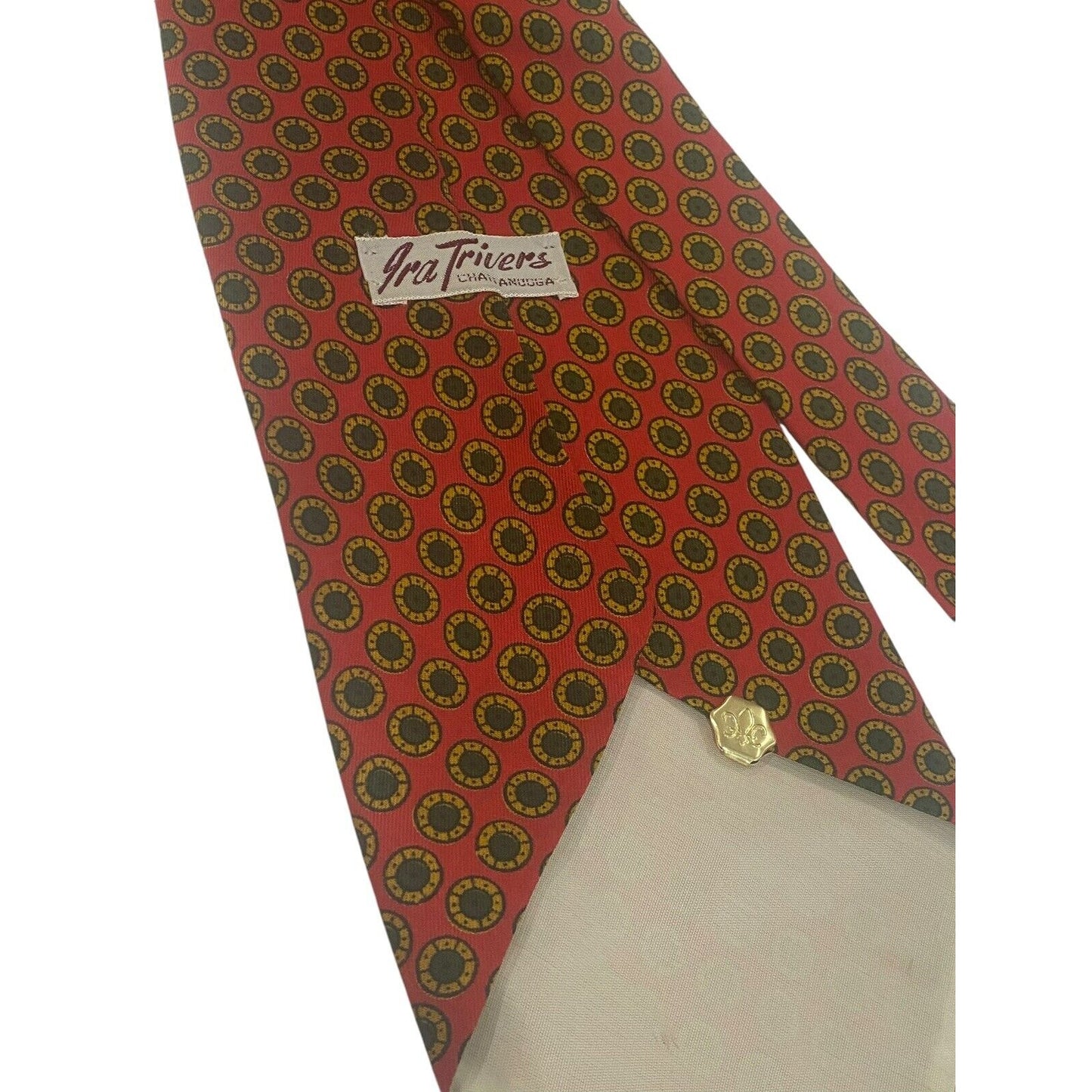 Ira Trivers USA Tie Red Dot Modernist Necktie 56” Long 4.5” Wide Vintage
