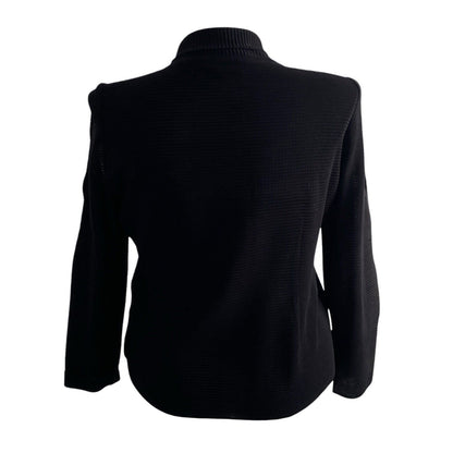 Exclusively Misook Textured Full Zip Sweater Cardigan Black XL Petite