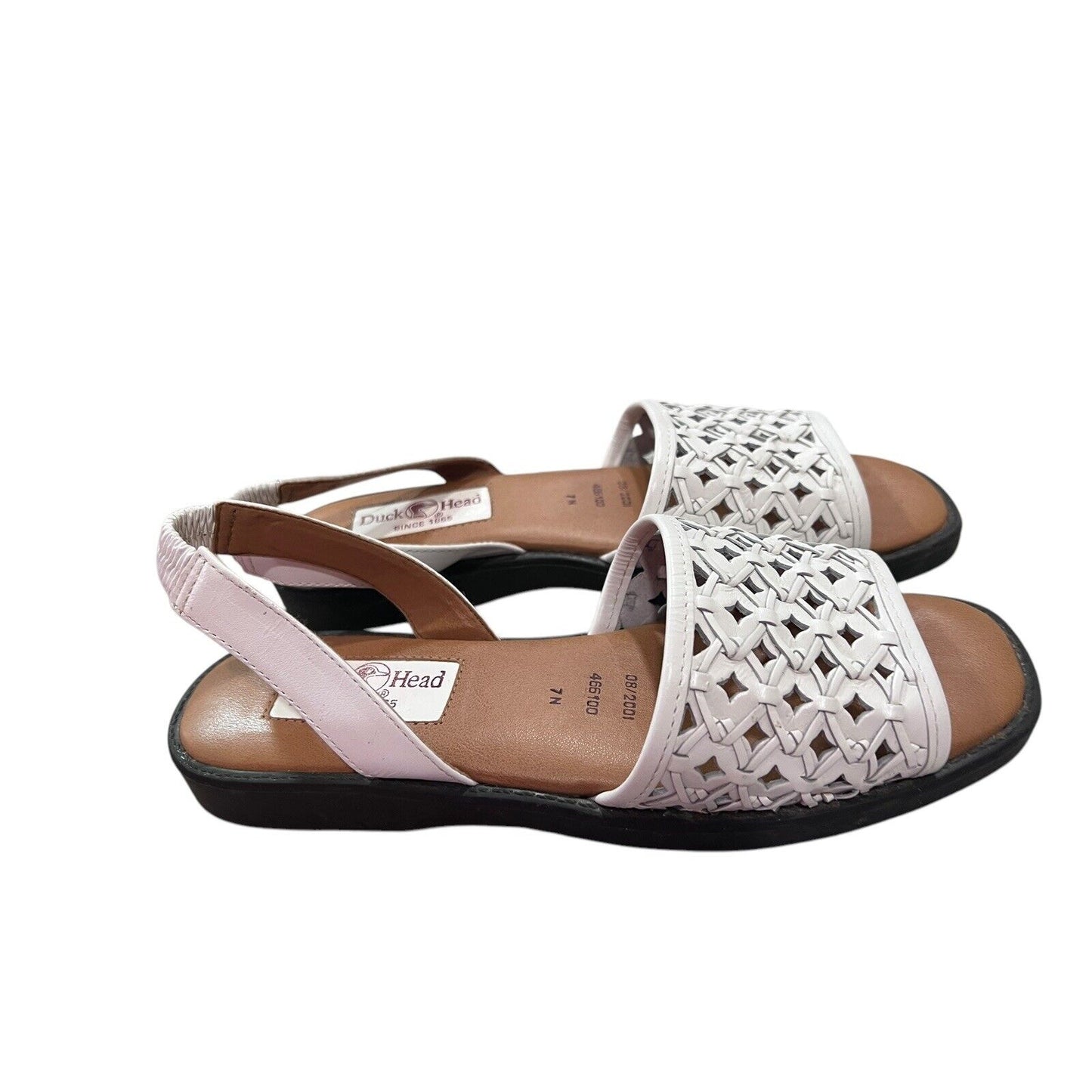 Duck Head Women's White Leather Open Weave Slingbacks 7N Resort Wear