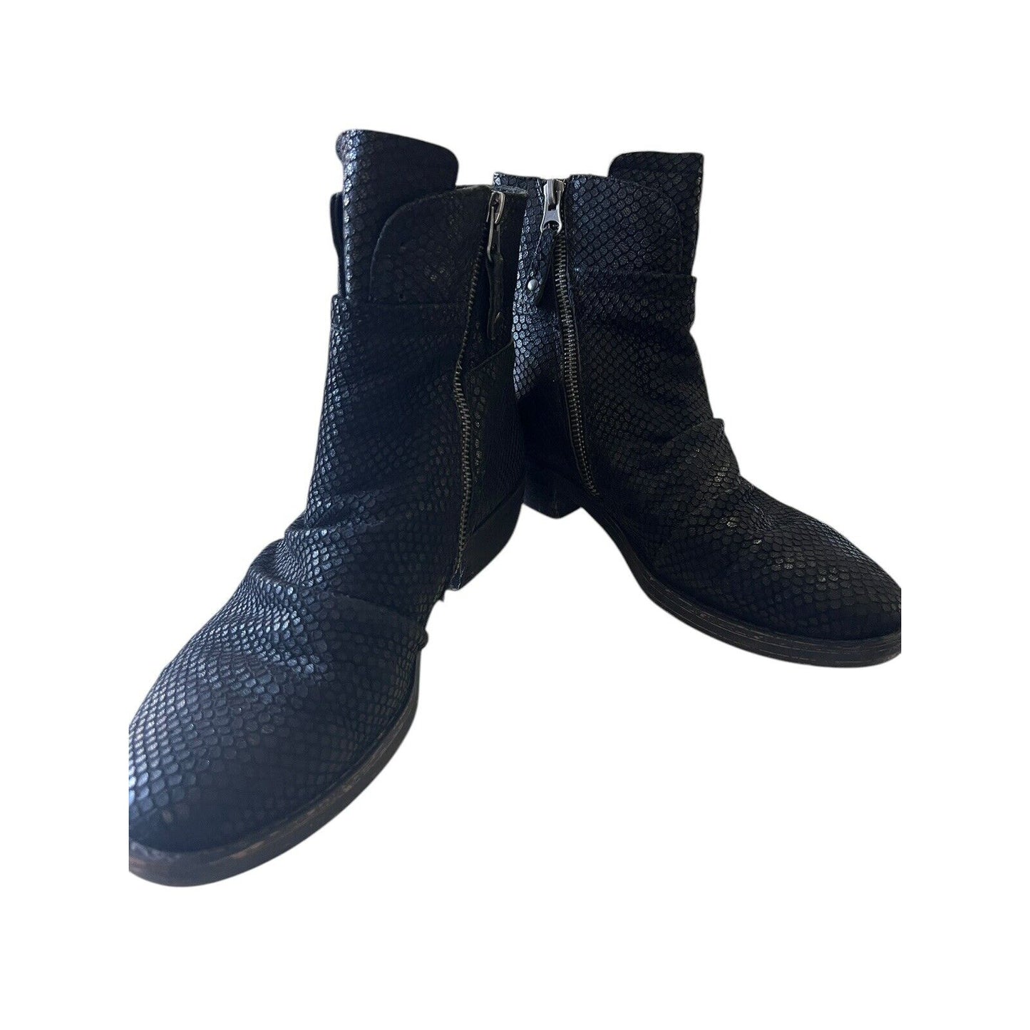 OTBT Boots Womens 8 M Yokel Shoes Black Leather Snakeskin Zipper Ankle Casual