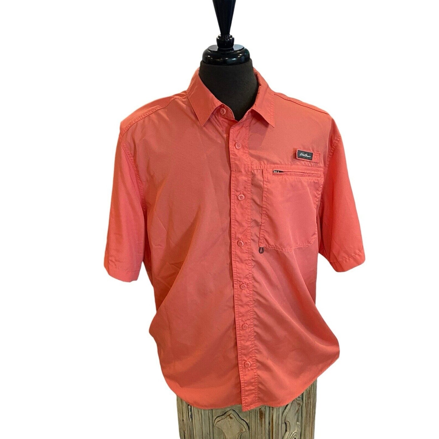 XXL Eddie Bauer Coral Solid Fishing Button Down Shirt Short Sleeve Men’s