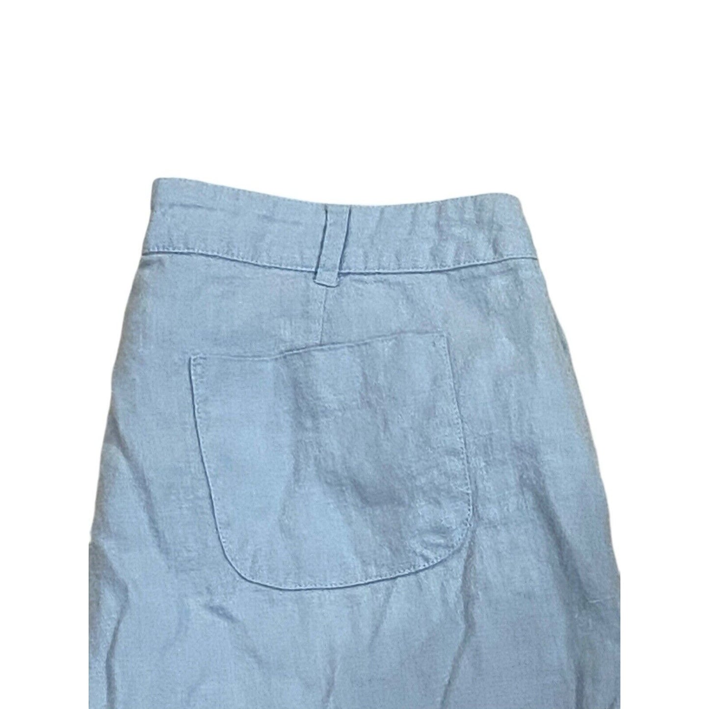 Size 8 (40 FR) Lulu Castagnette Cropped Wide Leg Pants Women Blue Linen