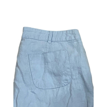 Size 8 (40 FR) Lulu Castagnette Cropped Wide Leg Pants Women Blue Linen